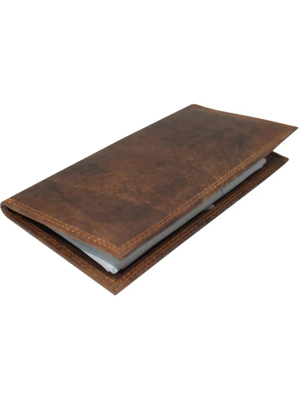Vintage Leather RFID Blocking Slim Checkbook Cover Wallet - Brown, Stylish